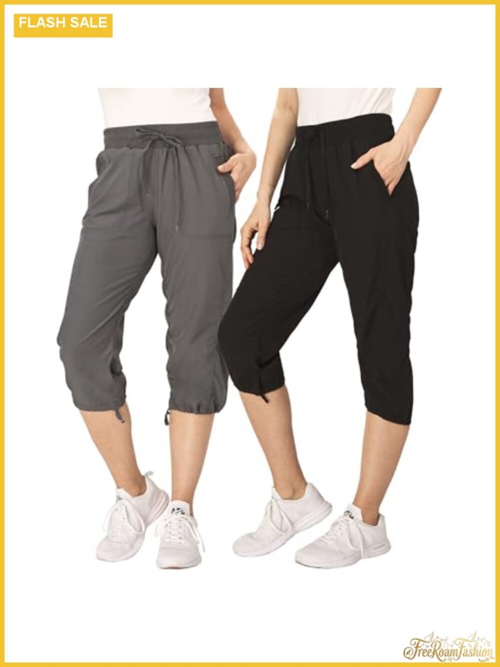Women's Capri Cargo Pants 2-Pack Hiking Stretch Athletic